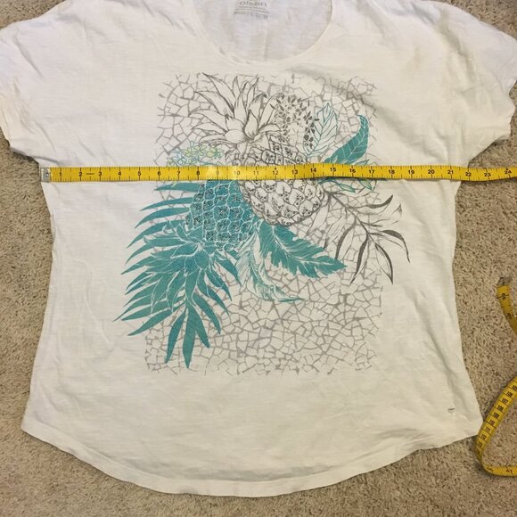 Olsen Europe Whimsical Tropical Pineapple Print Organic Cotton T-shirt - Picture 9 of 12